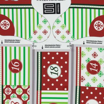 Preview: Baumwoll Panel Happy Christmas by Steinbeck ca. 145cm Rot/Grün Adventskalender